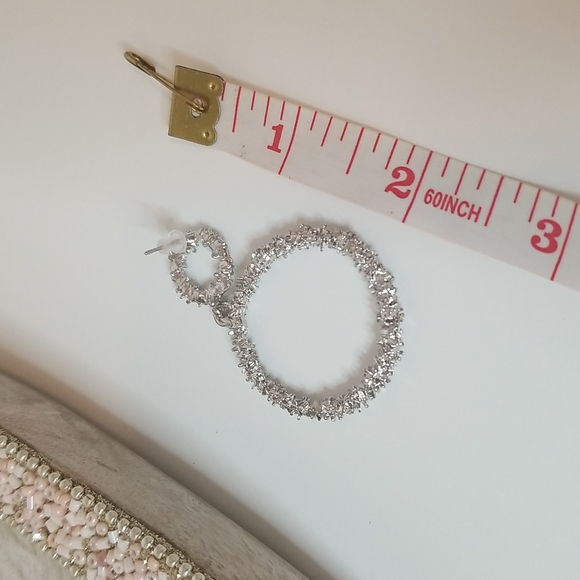 Gold Silver Round Hoop Earrings - Picture 4 of 6